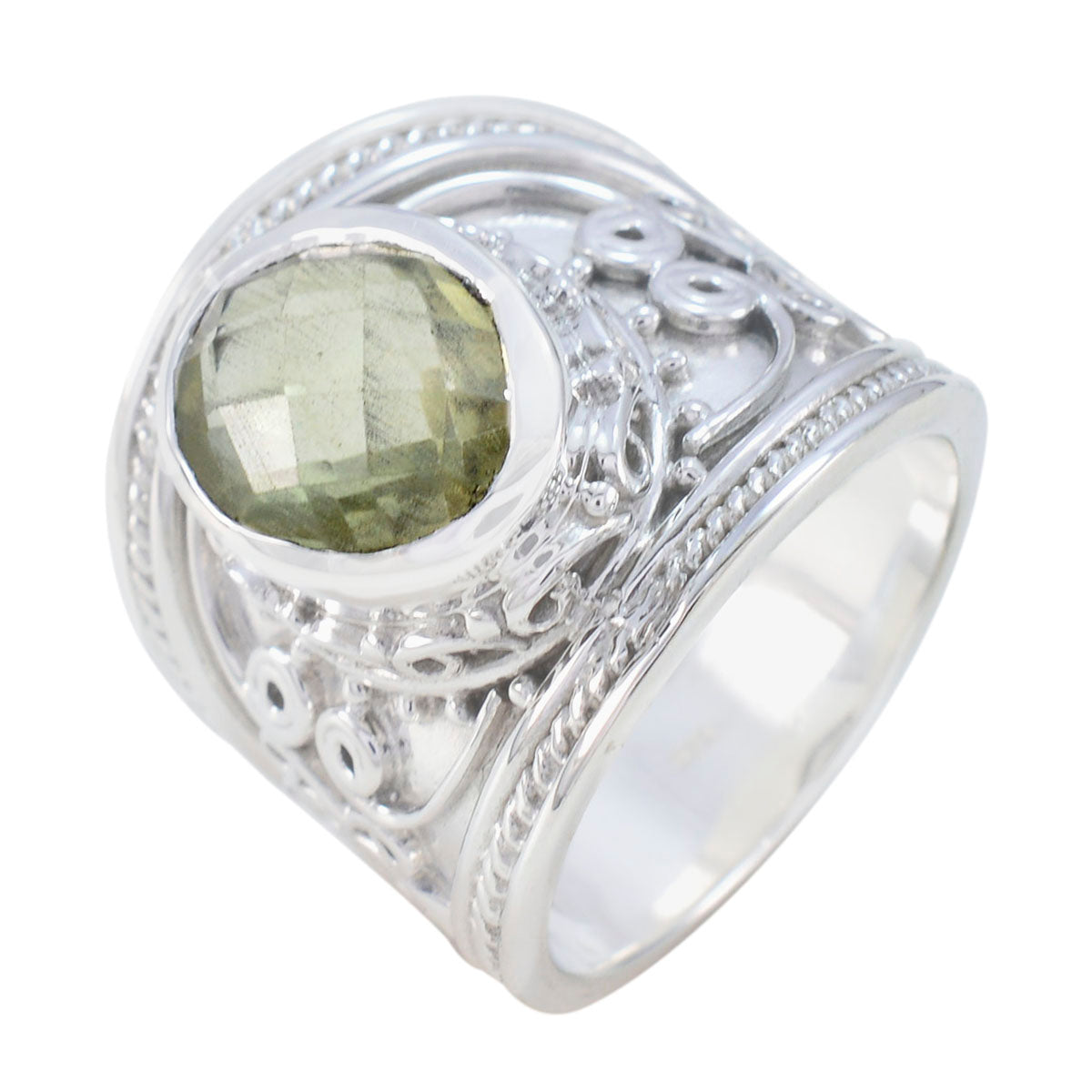 Citronkvarts Solitaire Spanska 92.5 Silver Gula Ädelstenar Chunky Armor Ring Smycken Sekundär produktbild