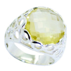 Lemon Quartz Solitaire Mexican 925 Silver Yellow Gemstones Classic Filigree Ring Jewellery