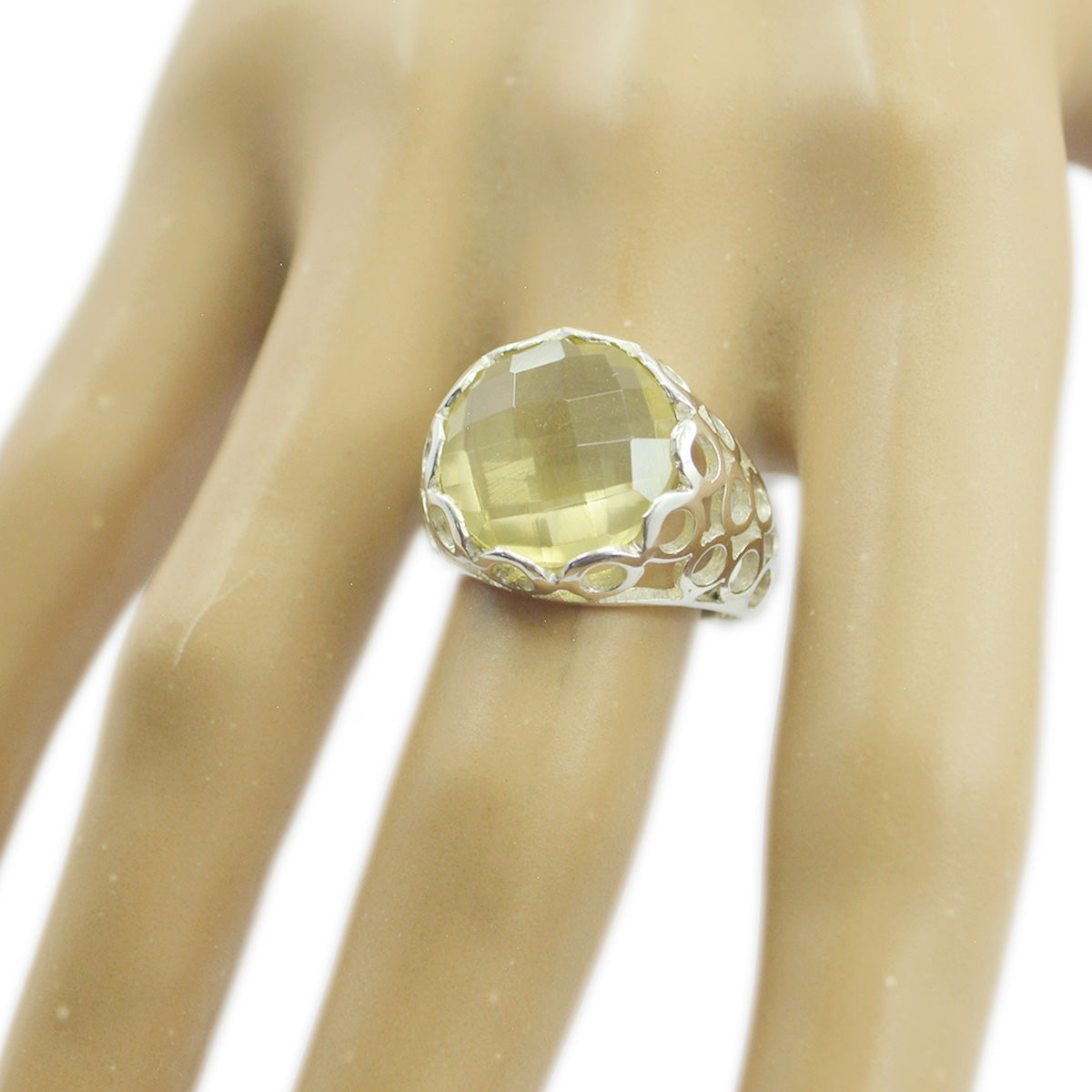 Lemon Quartz Solitaire Mexican 925 Silver Yellow Gemstones Classic Filigree Ring Jewellery