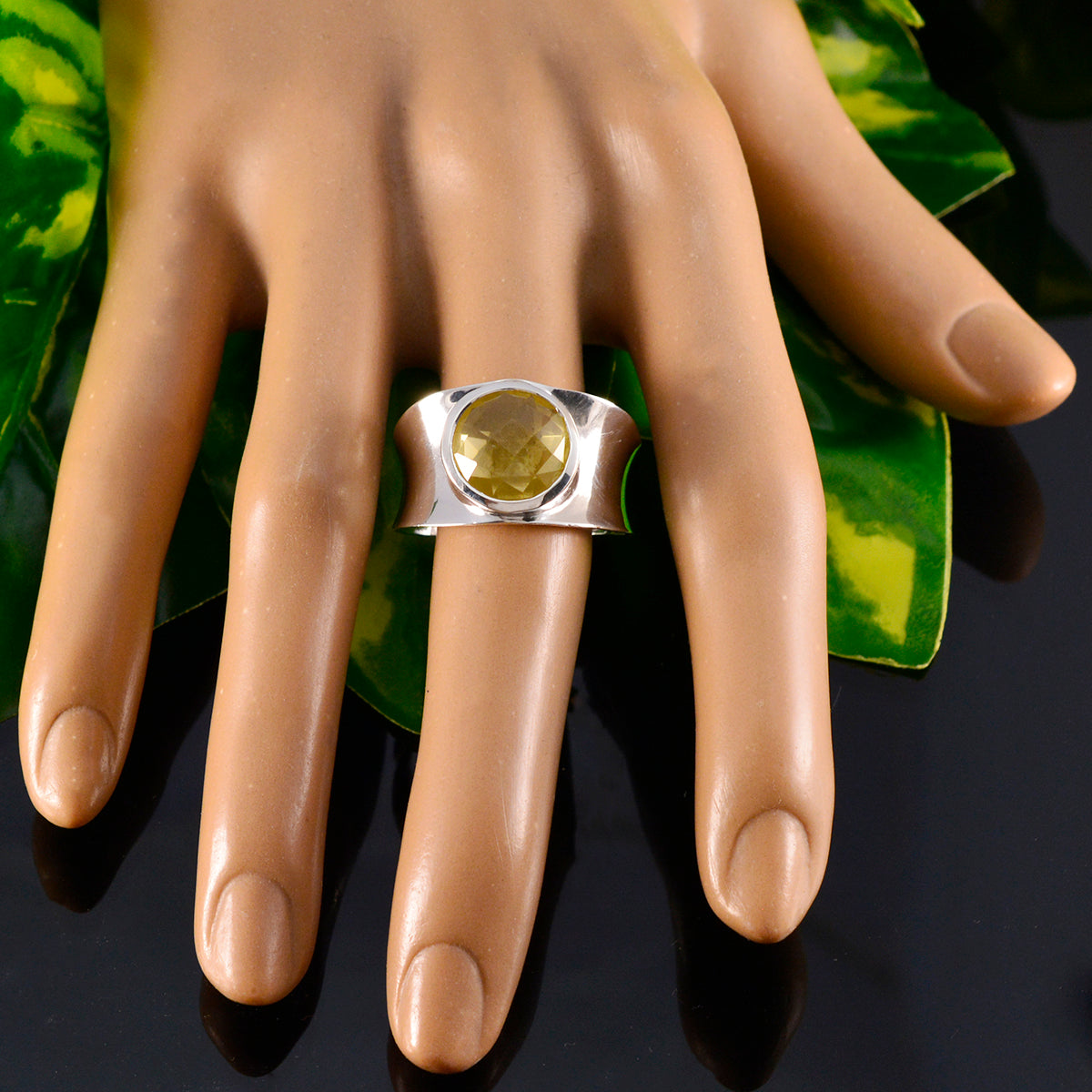 Lemon Quartz Solitaire Spanish 92.5 Silver Yellow Gems Edgy Armor Band Jewellery