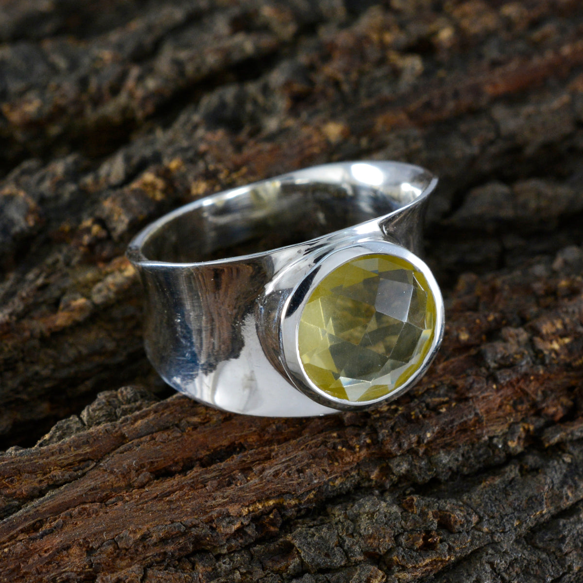 Lemon Quartz Solitaire Spanish 92.5 Silver Yellow Gems Edgy Armor Band Jewellery