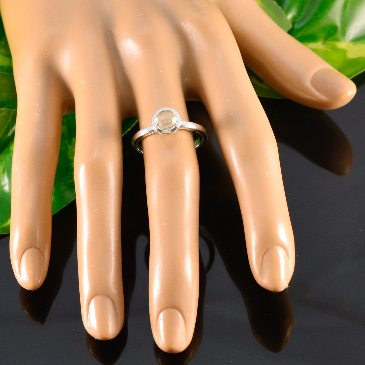 Lemon Quartz Solitaire American 92.5 Silver Yellow Gemstones Dainty Trendy Ring Jewellery