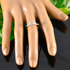 Lemon Quartz Solitaire American 92.5 Silver Yellow Gemstones Dainty Trendy Ring Jewellery