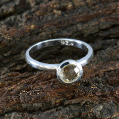 Lemon Quartz Solitaire American 92.5 Silver Yellow Gemstones Dainty Trendy Ring Jewellery