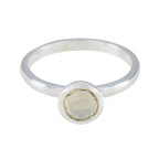Lemon Quartz Solitaire American 92.5 Silver Yellow Gemstones Dainty Trendy Ring Jewellery