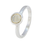 Lemon Quartz Solitaire American 92.5 Silver Yellow Gemstones Dainty Trendy Ring Jewellery