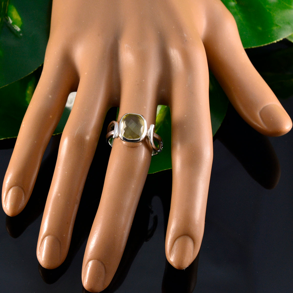 Lemon Quartz Solitaire Moroccan Silver Yellow Gemstones Classic Modern Ring Jewellery