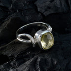 Lemon Quartz Solitaire Moroccan Silver Yellow Gemstones Classic Modern Ring Jewellery