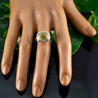 Lemon Quartz Solitaire African 925 Silver Yellow Gems Minimal Fairytale Ring Jewelry