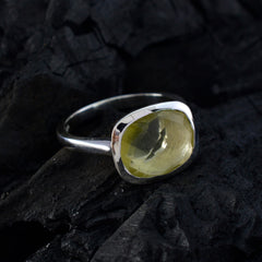 Lemon Quartz Solitaire African 925 Silver Yellow Gems Minimal Fairytale Ring Jewelry