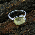 Lemon Quartz Solitaire African 925 Silver Yellow Gems Minimal Fairytale Ring Jewelry
