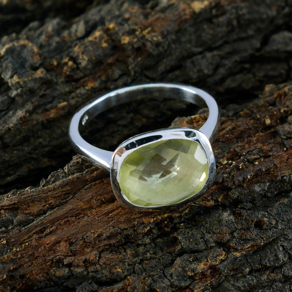 Lemon Quartz Solitaire African 925 Silver Yellow Gems Minimal Fairytale Ring Jewelry