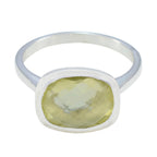 Lemon Quartz Solitaire African 925 Silver Yellow Gems Minimal Fairytale Ring Jewelry