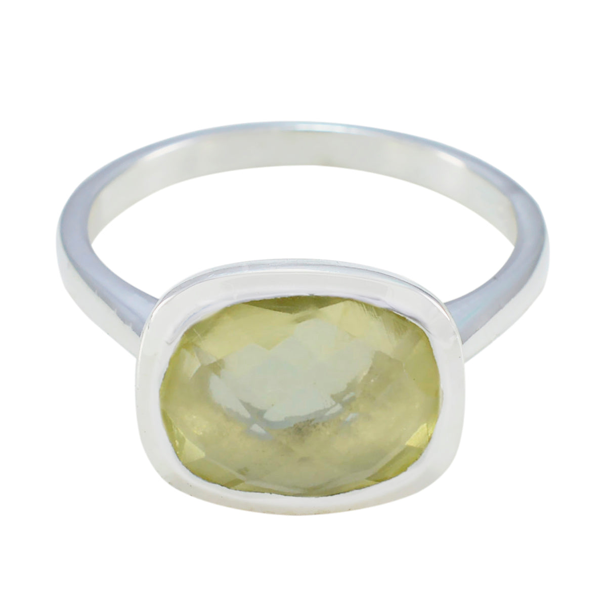 Lemon Quartz Solitaire African 925 Silver Yellow Gems Minimal Fairytale Ring Jewelry