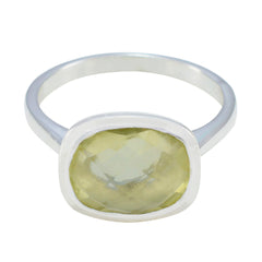 Lemon Quartz Solitaire African 925 Silver Yellow Gems Minimal Fairytale Ring Jewelry