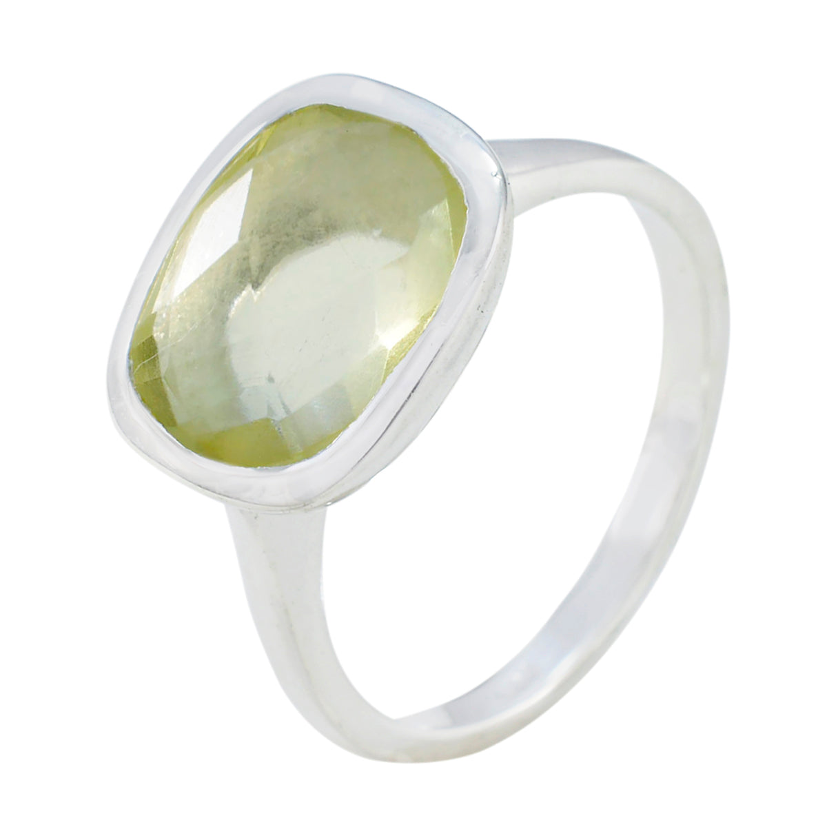 Lemon Quartz Solitaire African 925 Silver Yellow Gems Minimal Fairytale Ring Jewelry