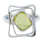 Lemon Quartz Solitaire African 92.5 Silver Yellow Gems Mid weight Signet Ring Jewellery