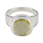 Lemon Quartz Solitaire French 925 Silver Yellow Gemstones Mid weight Feminine Ring Jewellery