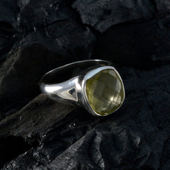 Lemon Quartz Solitaire German 92.5 Silver Yellow Gems Tiny Modern Ring Jewelry