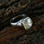 Lemon Quartz Solitaire German 92.5 Silver Yellow Gems Tiny Modern Ring Jewelry