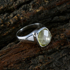 Lemon Quartz Solitaire German 92.5 Silver Yellow Gems Tiny Modern Ring Jewelry
