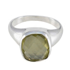 Lemon Quartz Solitaire German 92.5 Silver Yellow Gems Tiny Modern Ring Jewelry