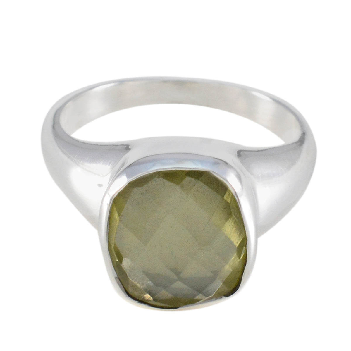 Lemon Quartz Solitaire German 92.5 Silver Yellow Gems Tiny Modern Ring Jewelry