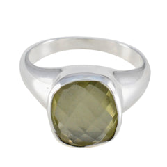 Lemon Quartz Solitaire German 92.5 Silver Yellow Gems Tiny Modern Ring Jewelry