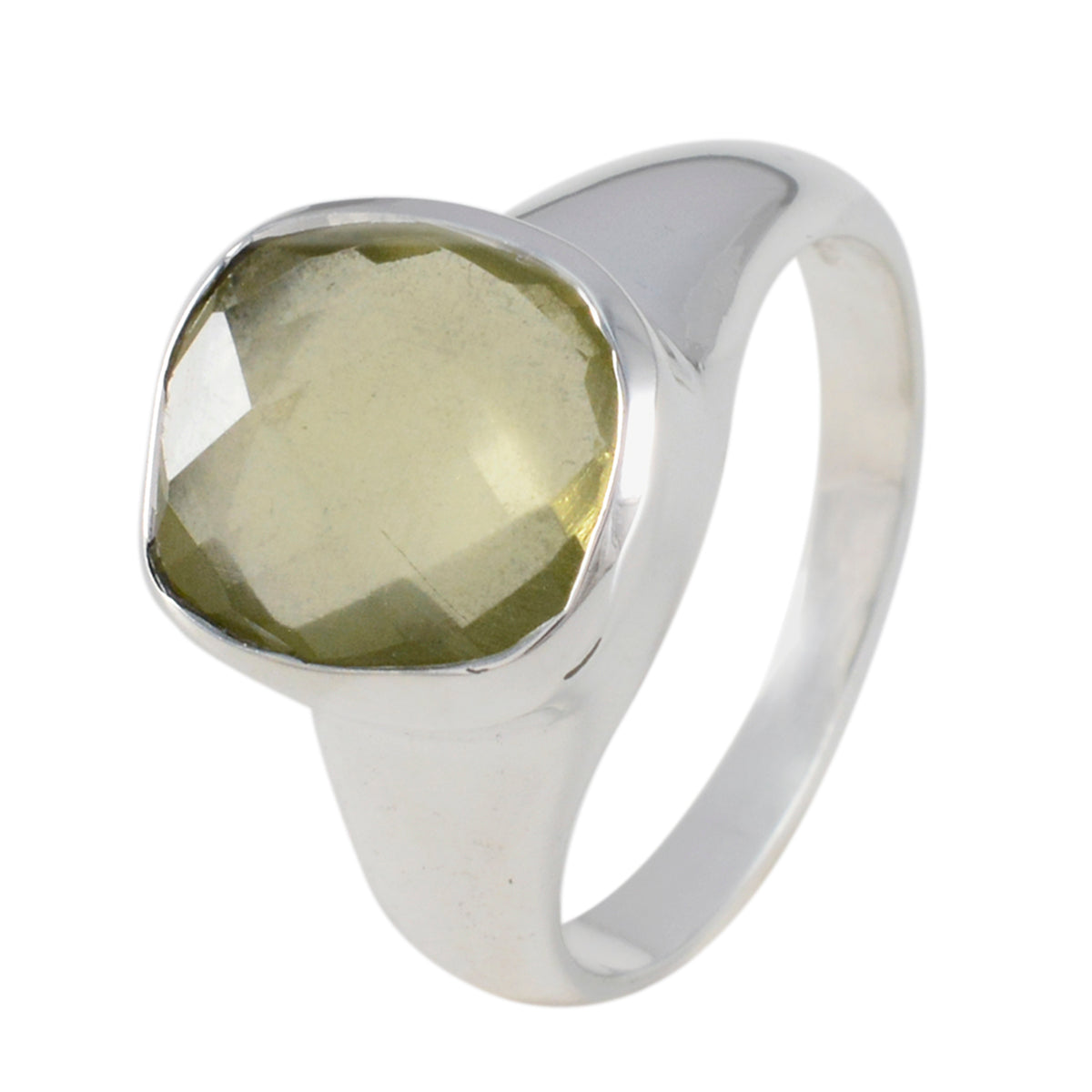 Lemon Quartz Solitaire German 92.5 Silver Yellow Gems Tiny Modern Ring Jewelry