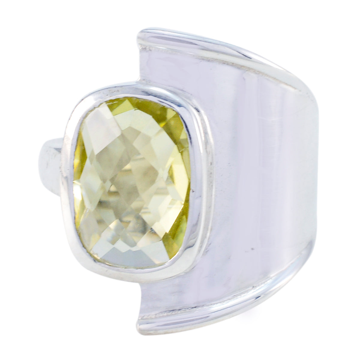 Lemon Quartz Solitaire Egyptian 92.5 Silver Yellow Gemstone Versatile Armor Ring Jewellery Huvudsaklig produktbild