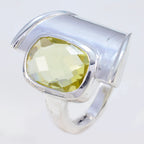 Lemon Quartz Solitaire Egyptian 92.5 Silver Yellow Gemstone Versatile Armor Ring Jewellery