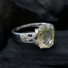Lemon Quartz Solitaire Turkish Sterling Silver Yellow Gems Whisper thin Sophisticated Ring Jewellery