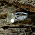 Lemon Quartz Solitaire Turkish Sterling Silver Yellow Gems Whisper thin Sophisticated Ring Jewellery