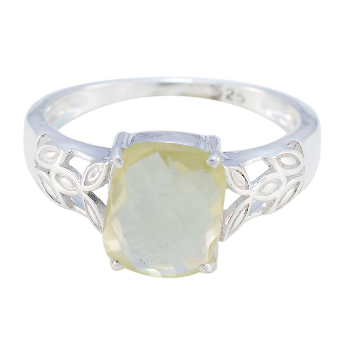Lemon Quartz Solitaire Turkish Sterling Silver Yellow Gems Whisper thin Sophisticated Ring Jewellery Imagen principal del producto