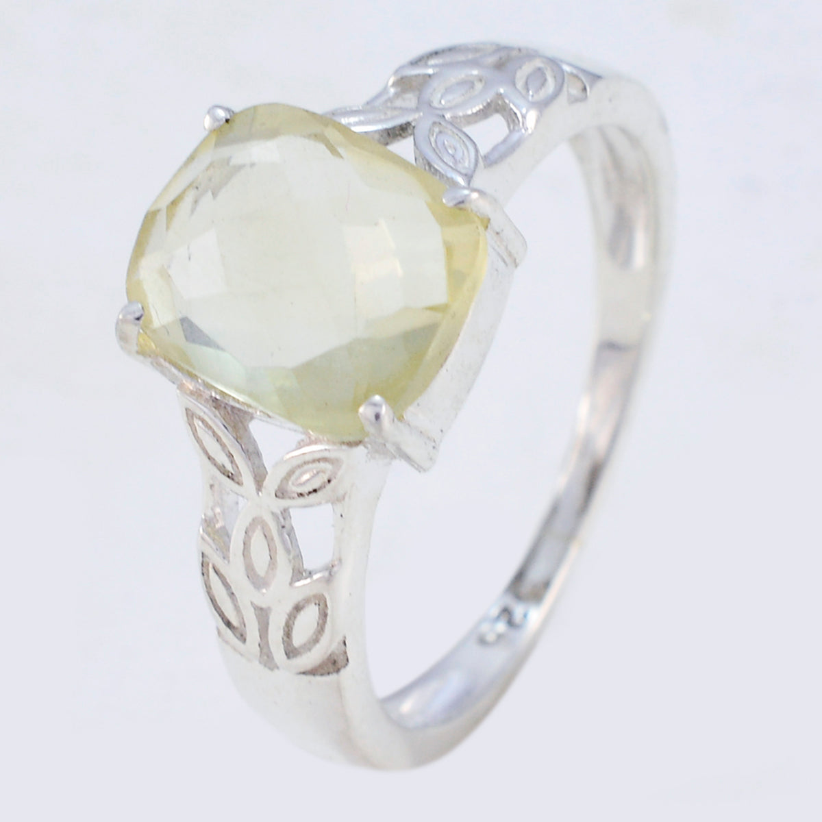 Lemon Quartz Solitaire Turkish Sterling Silver Yellow Gems Whisper thin Sophisticated Ring Jewellery