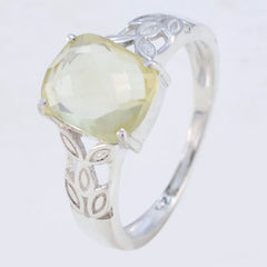 Lemon Quartz Solitaire Turkish Sterling Silver Yellow Gems Whisper thin Sophisticated Ring Jewellery