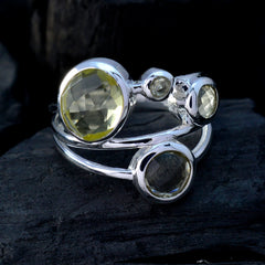 Lemon Quartz quarter French 925 Silver Yellow Gemstone Minimal Glamorous Ring Jewellery
