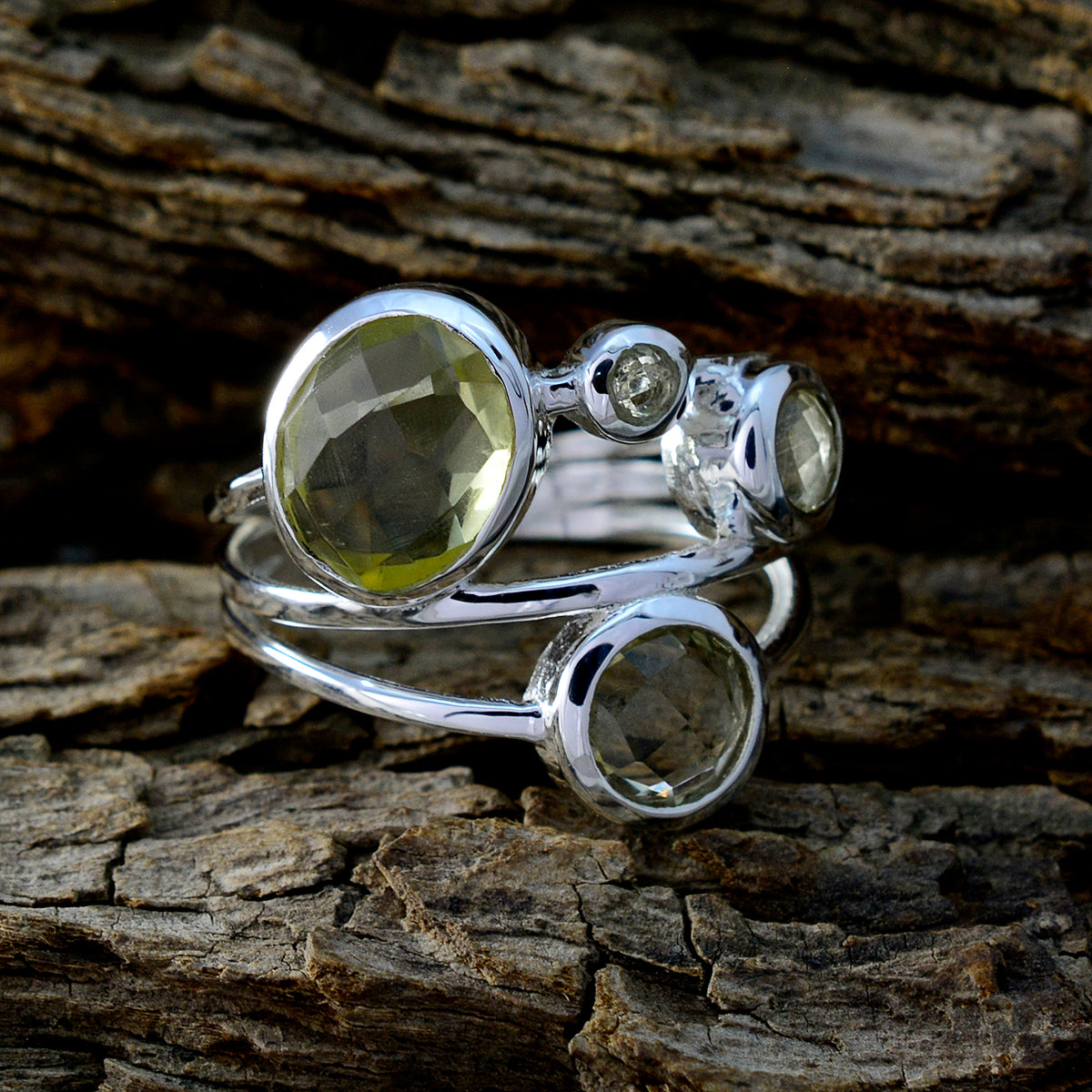 Lemon Quartz quarter French 925 Silver Yellow Gemstone Minimal Glamorous Ring Jewellery
