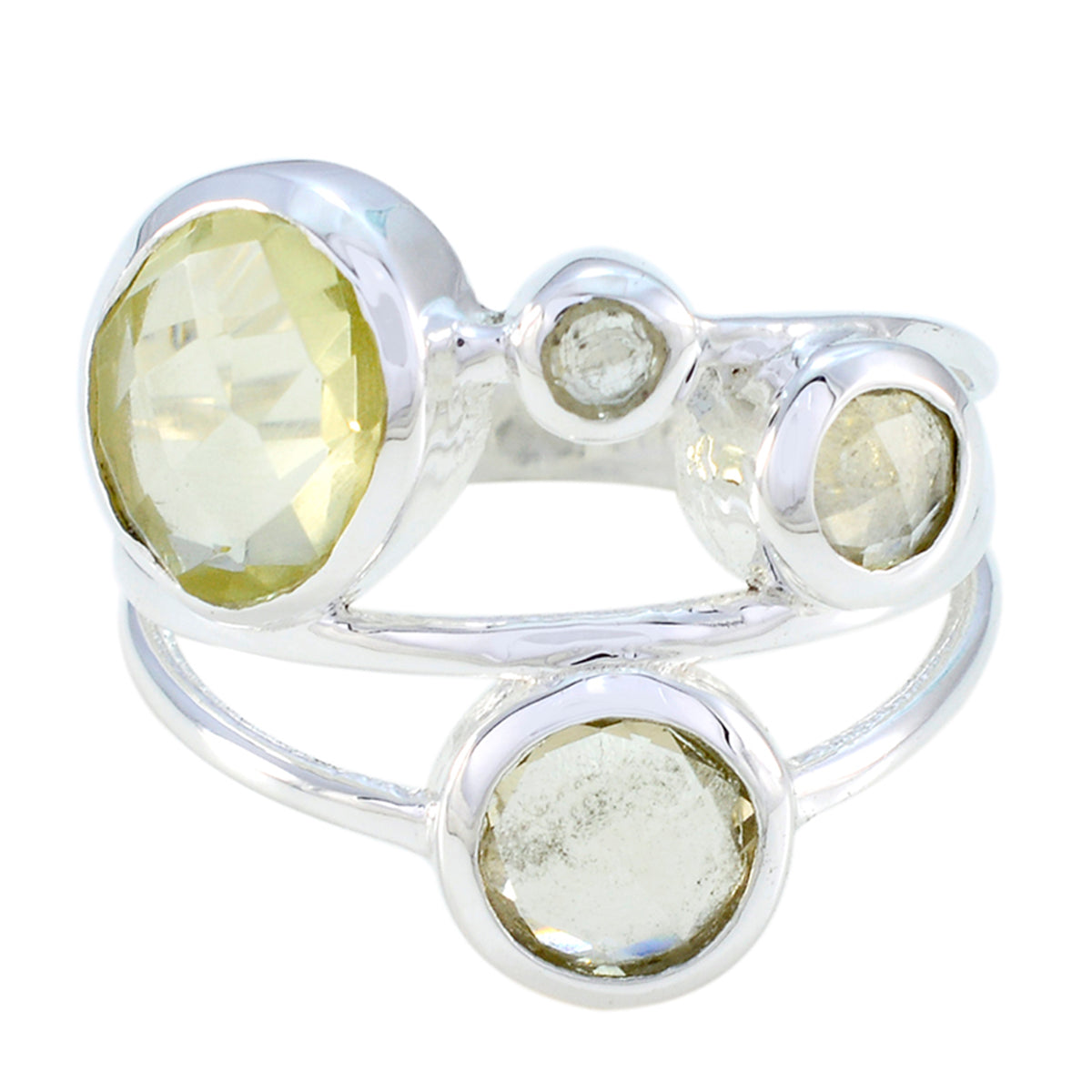 Lemon Quartz quarter French 925 Silver Yellow Gemstone Minimal Glamorous Ring Jewellery