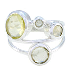 Lemon Quartz quarter French 925 Silver Yellow Gemstone Minimal Glamorous Ring Jewellery