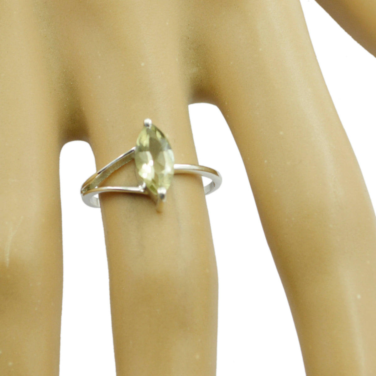 Lemon Quartz Solitaire American Silver Yellow Gemstones Elegant  Contemporary Ring Jewellery