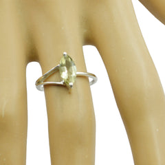 Lemon Quartz Solitaire American Silver Yellow Gemstones Elegant  Contemporary Ring Jewellery