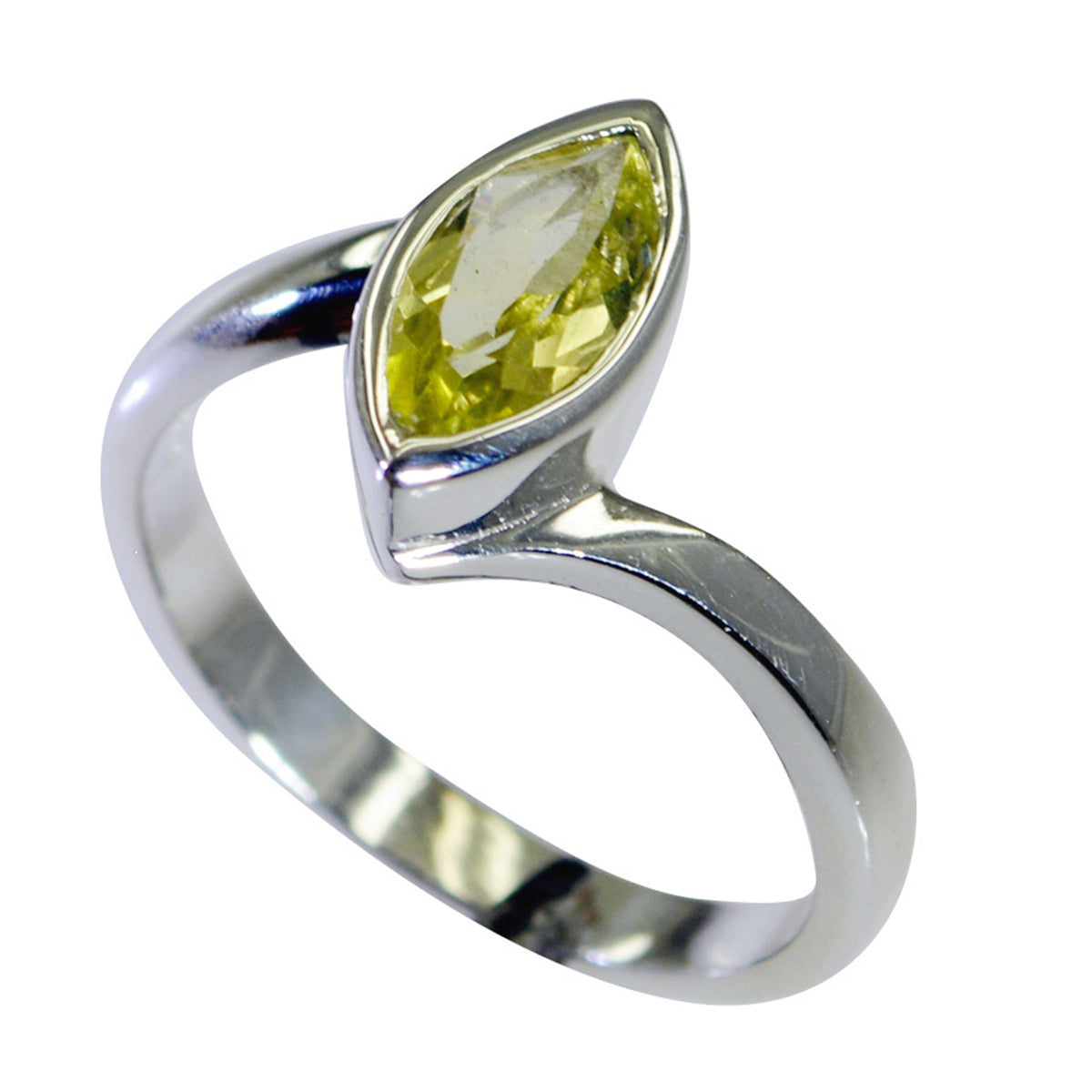 Lemon Quartz Solitaire Korean 925 Sterling Silver Yellow Gemstones Delicate Contemporary Ring Jewelry