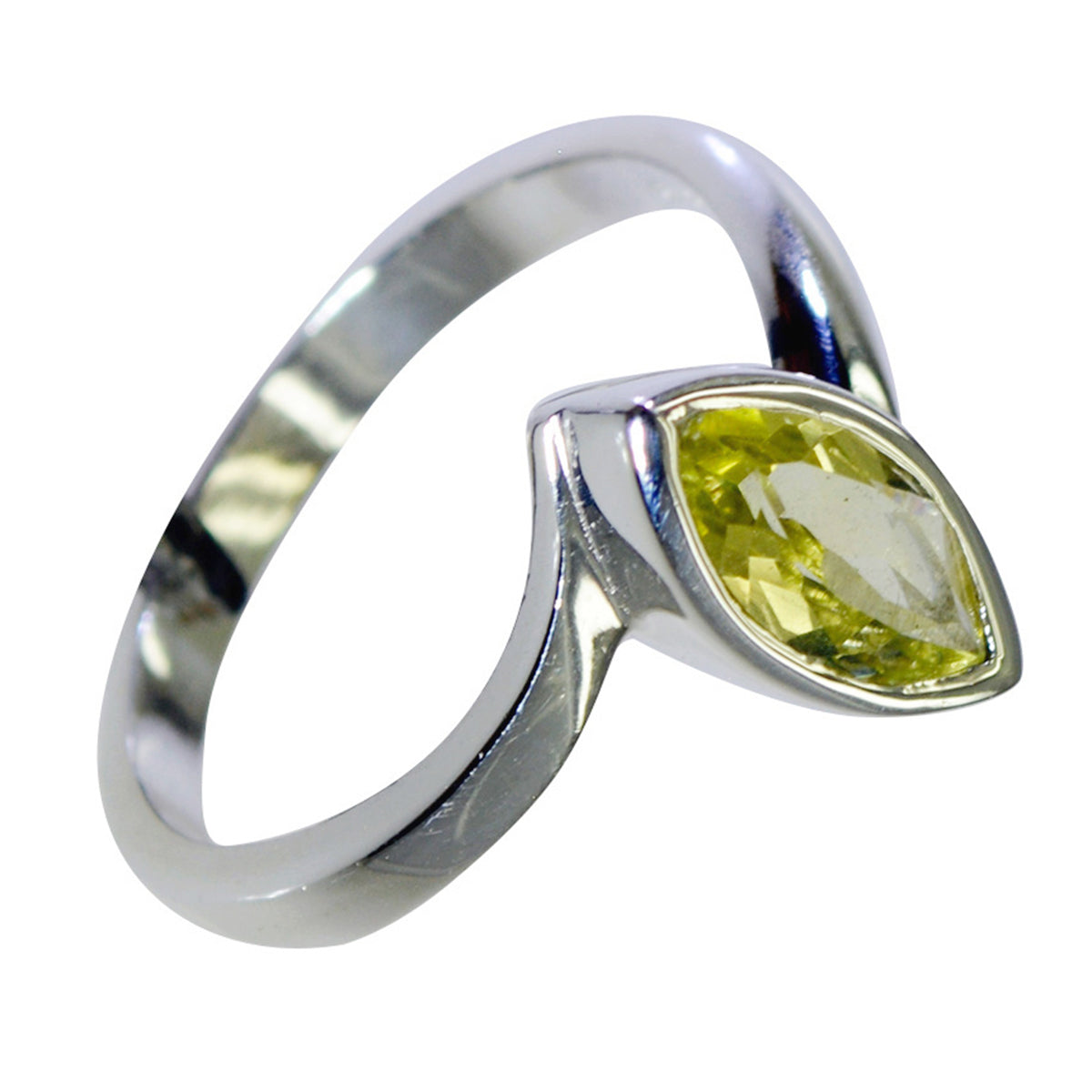 Lemon Quartz Solitaire Korean 925 Sterling Silver Yellow Gemstones Delicate Contemporary Ring Jewelry