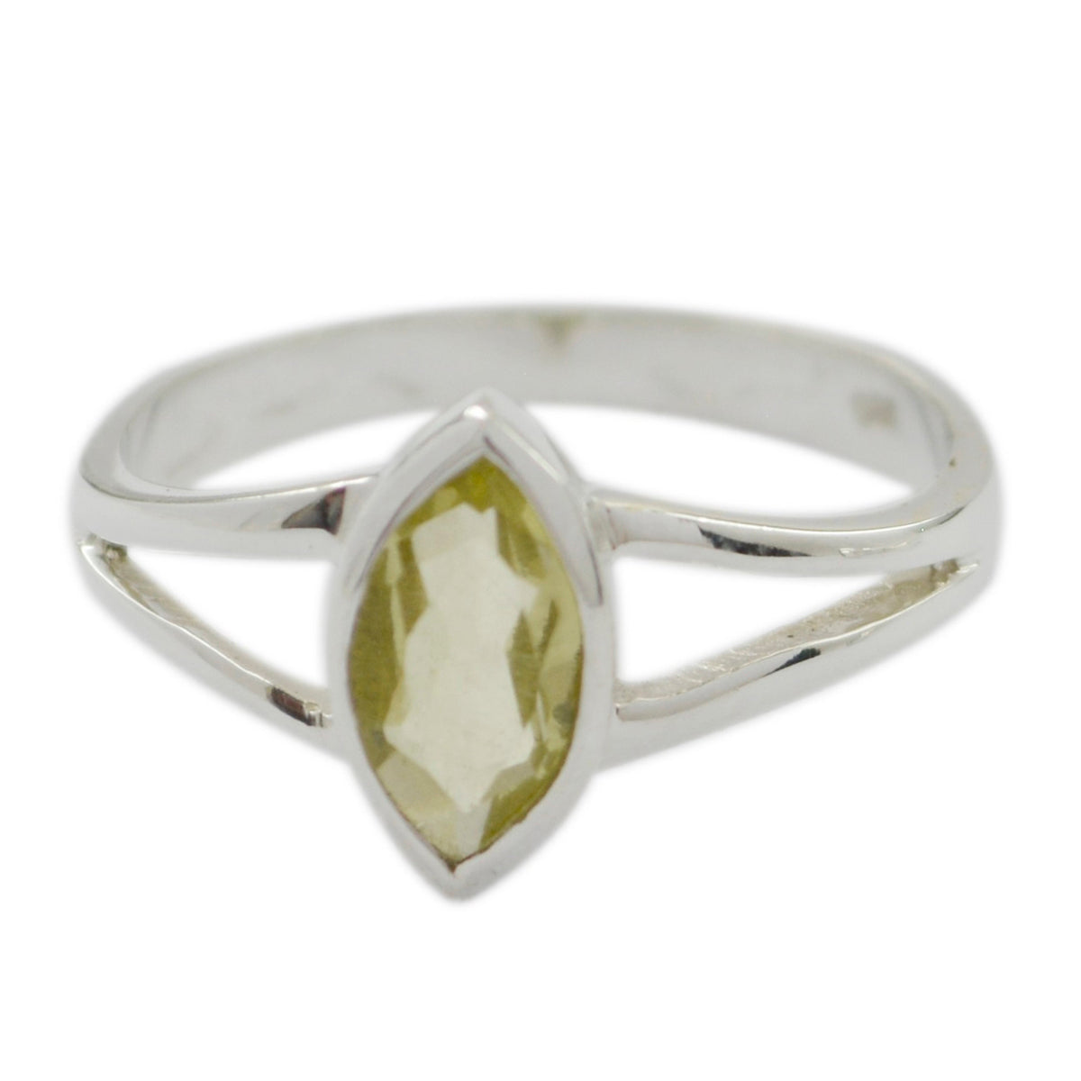 Lemon Quartz Solitaire American 925 Sterling Silver Yellow Gems Dainty Geometric Ring Jewelry