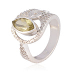 Lemon Quartz Solitaire Moroccan Silver Yellow Gemstones Eye catching Art Deco Ring Jewellery