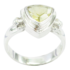 Lemon Quartz Solitaire Moroccan Sterling Silver Yellow Gemstone Slim Retro Ring Jewelry