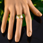 Lemon Quartz Solitaire Australian 925 Sterling Silver Yellow Gemstone Eye catching Signet Band Jewellery