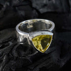 Lemon Quartz Solitaire Australian 925 Sterling Silver Yellow Gemstone Eye catching Signet Band Jewellery