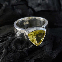 Lemon Quartz Solitaire Australian 925 Sterling Silver Yellow Gemstone Eye catching Signet Band Jewellery